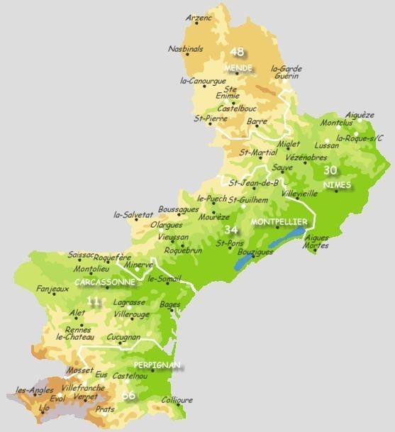 carte touristique du languedoc roussillon